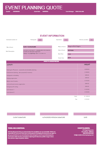 Event Planner Quote Template