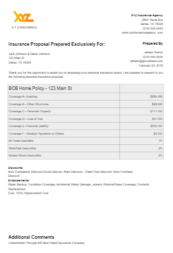 Insurance Quote Template