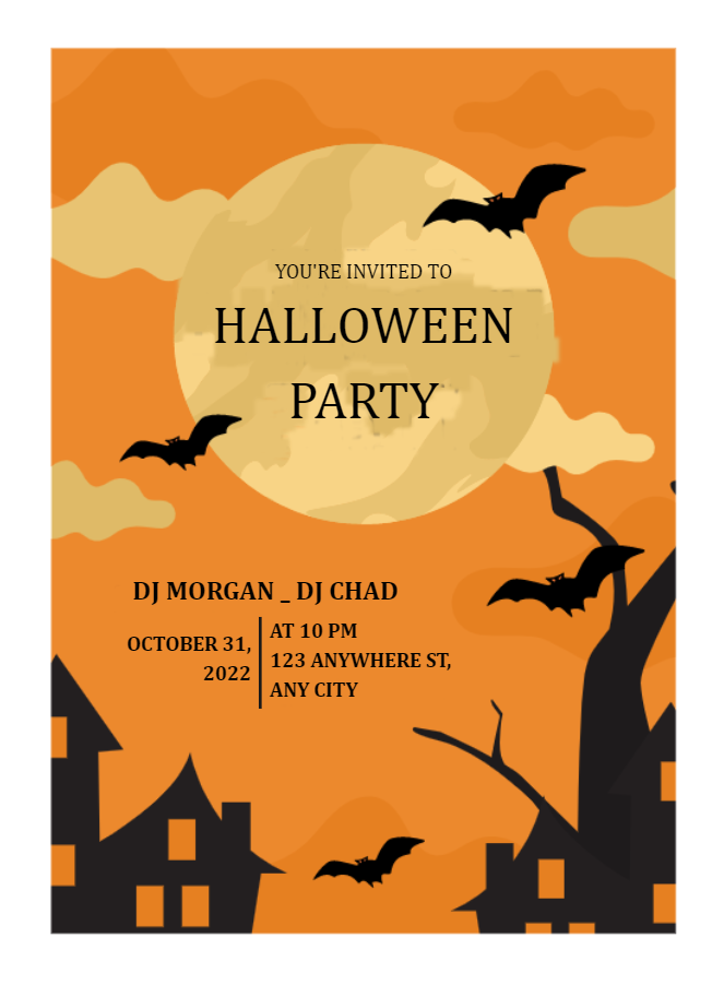 Orange Ilustrated Halloween Party Invitation | EdrawMax Template