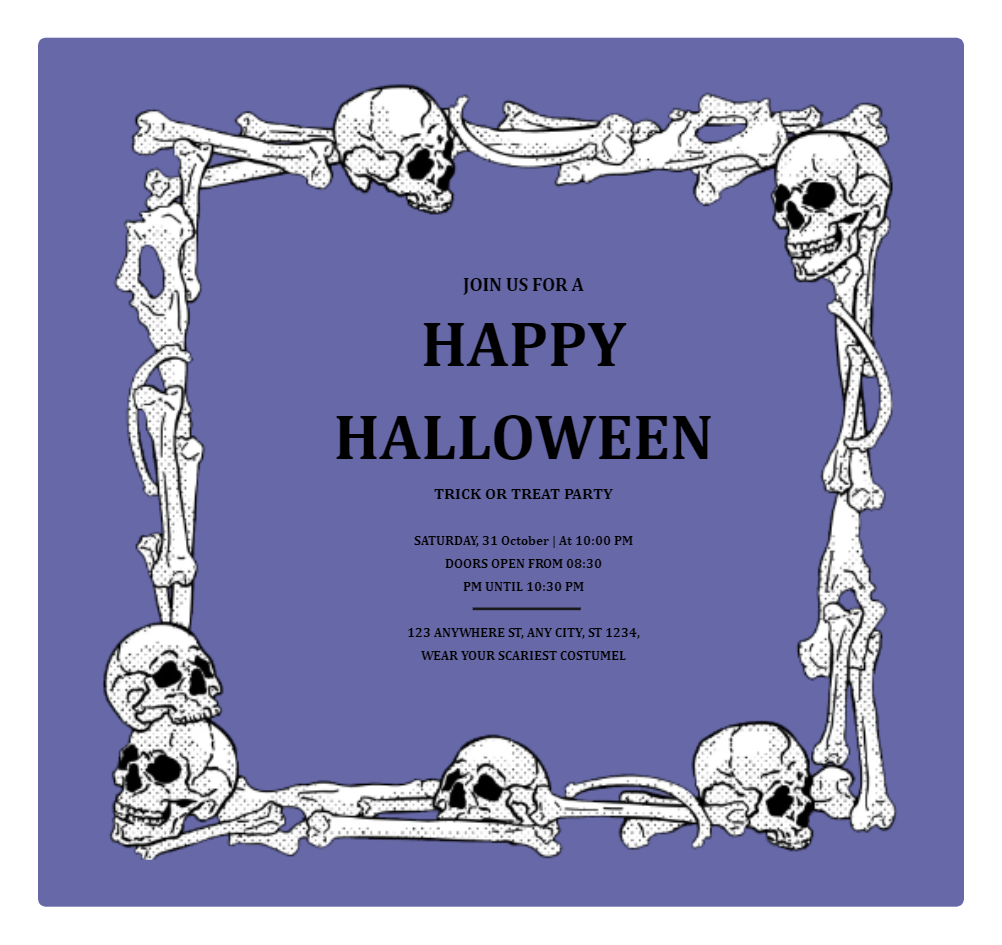 Purple Scary Halloween Party Invitation