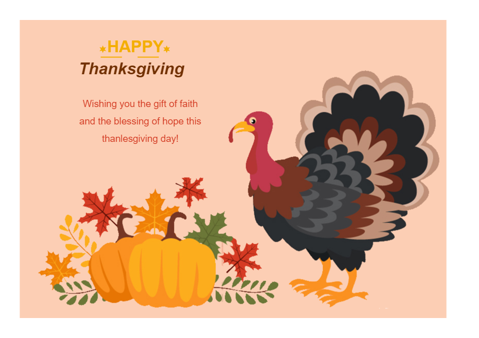 Beautiful Turkey Thanksgiving Card