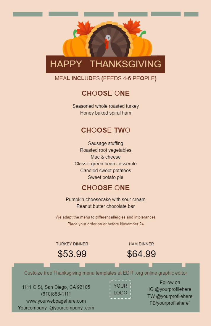 Best Thanksgiving Menu Templates Online