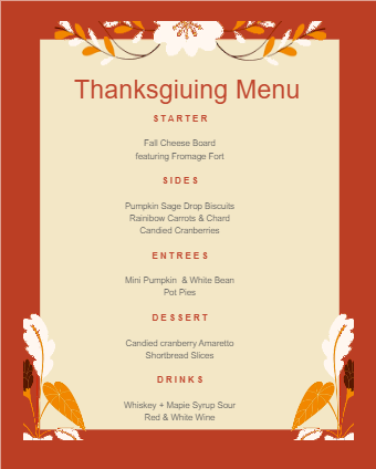 Customizable Thanksgiving Menu Template | EdrawMax Templates