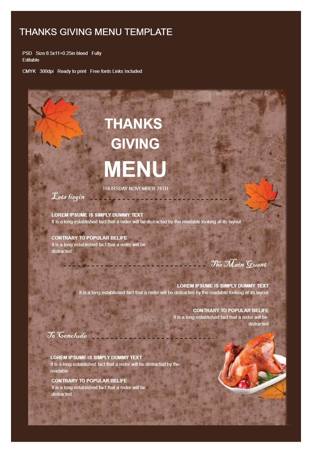 Thanksgiving Menu Templates Examples Online