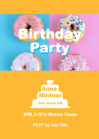 Donut Birthday Party Invitation