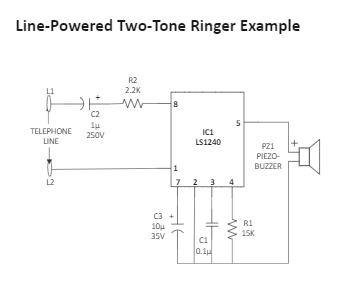 Line Powered Two-Tone Ringer Example