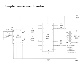 Simple Low-Power Inverter Circuit Diagram