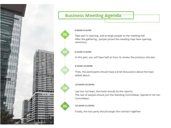 Business meeting agenda