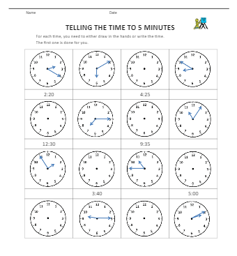 Grade 3 Telling The Time Worksheet