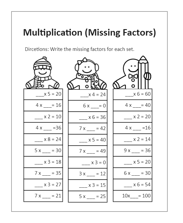 Grade 3 Multiplication Worksheet