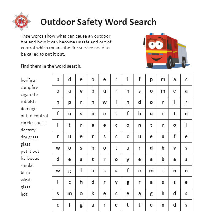 Outdoor Safety Word Search