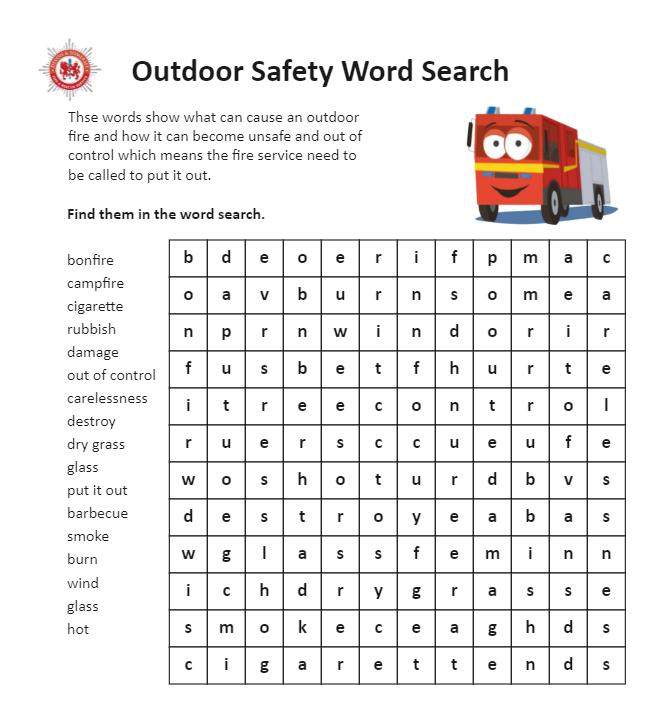 Outdoor Safety Word Search EdrawMax Template