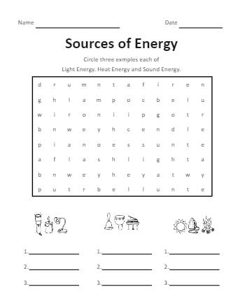 Energy Science Worksheet