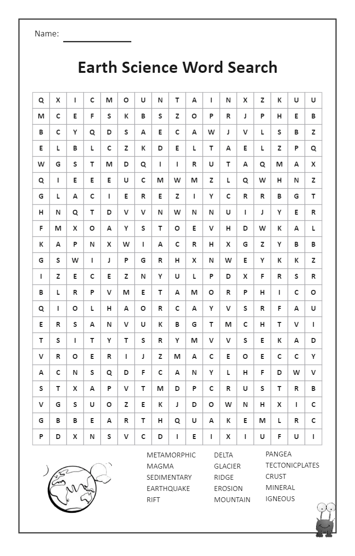 Earth Science Word Search