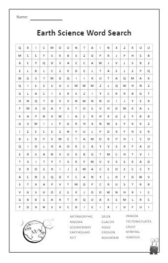 Earth Science Word Search
