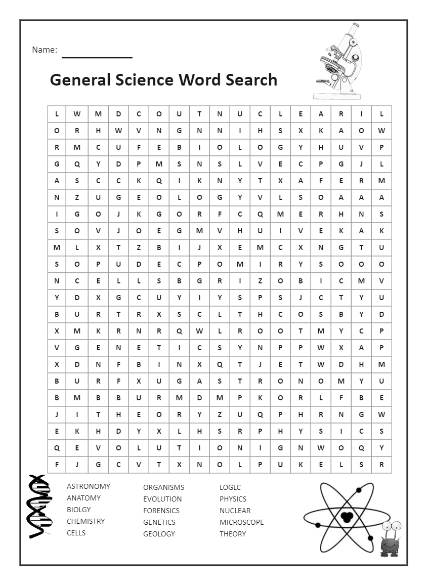 General Science Word Search