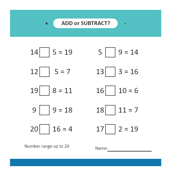 Addition or Subtraction Worksheet