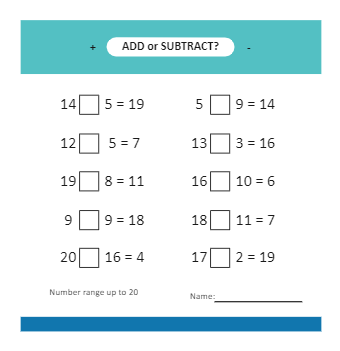 Addition or Subtraction Worksheet