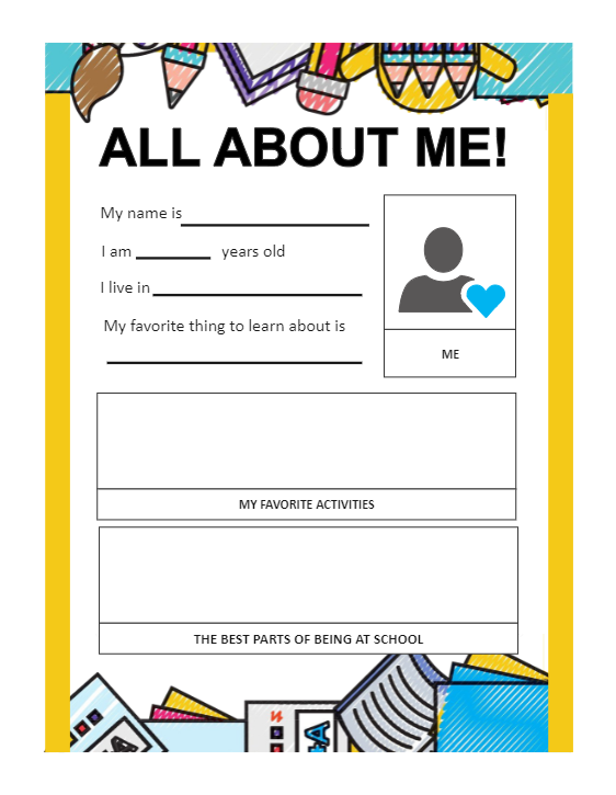 All About Me Worksheet Example
