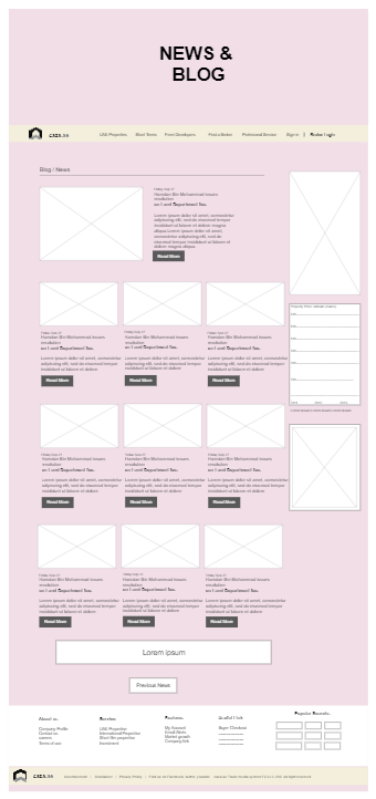 News and Blog Website Wireframe