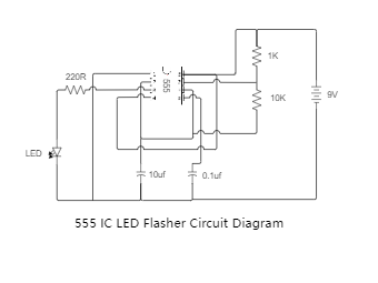 555 IC LED Flasher Circuit Diagram