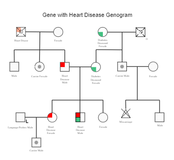Gene with Heart Disease Genogram