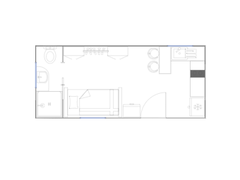 20x8 Tiny Home bar Floor Plan