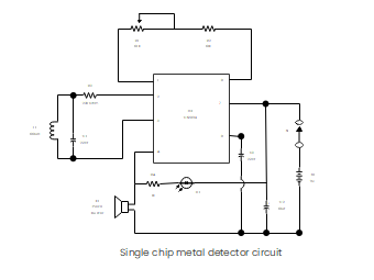 Single Chip Metal Detector Circuit Diagram
