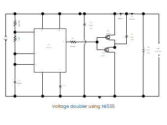 Voltage Doubler Using NE555 IC Circuit
