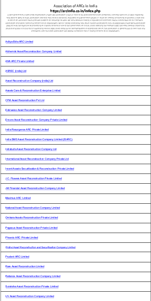 Association of ARCs in India