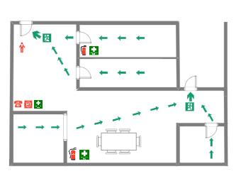 The emergency evacuation floor layout