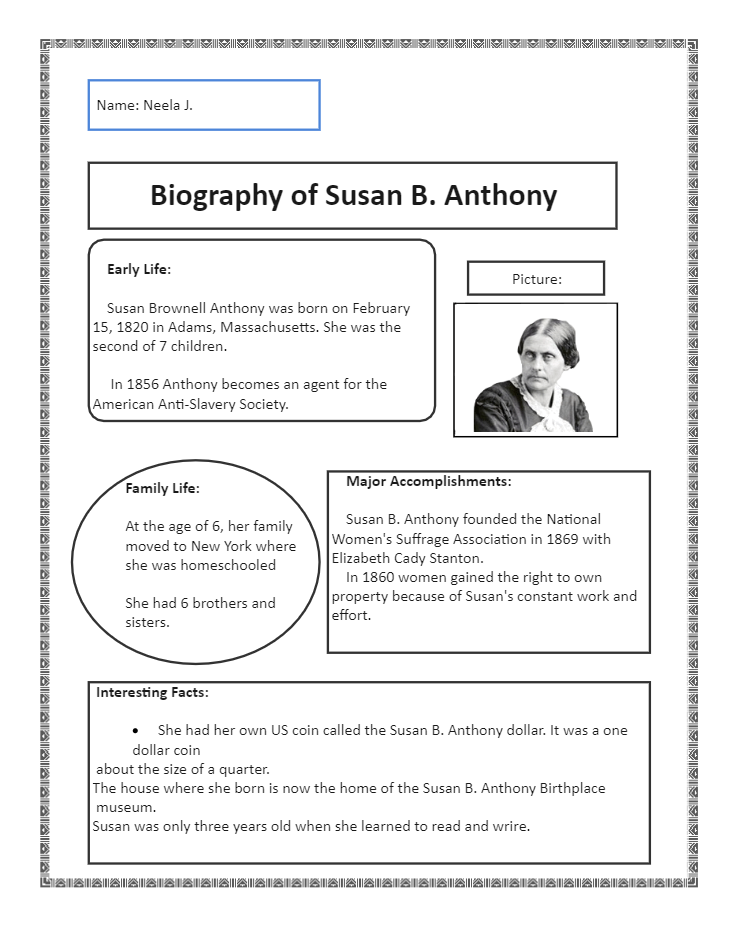 Biography Research Template Finished Example