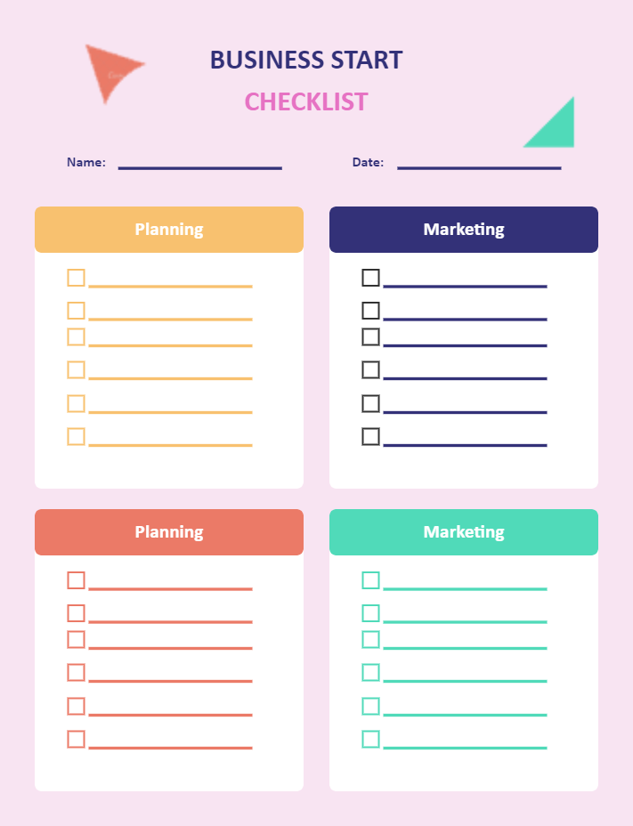 Business Checklist Planner Template