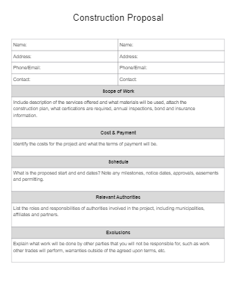 Construction Proposal Template