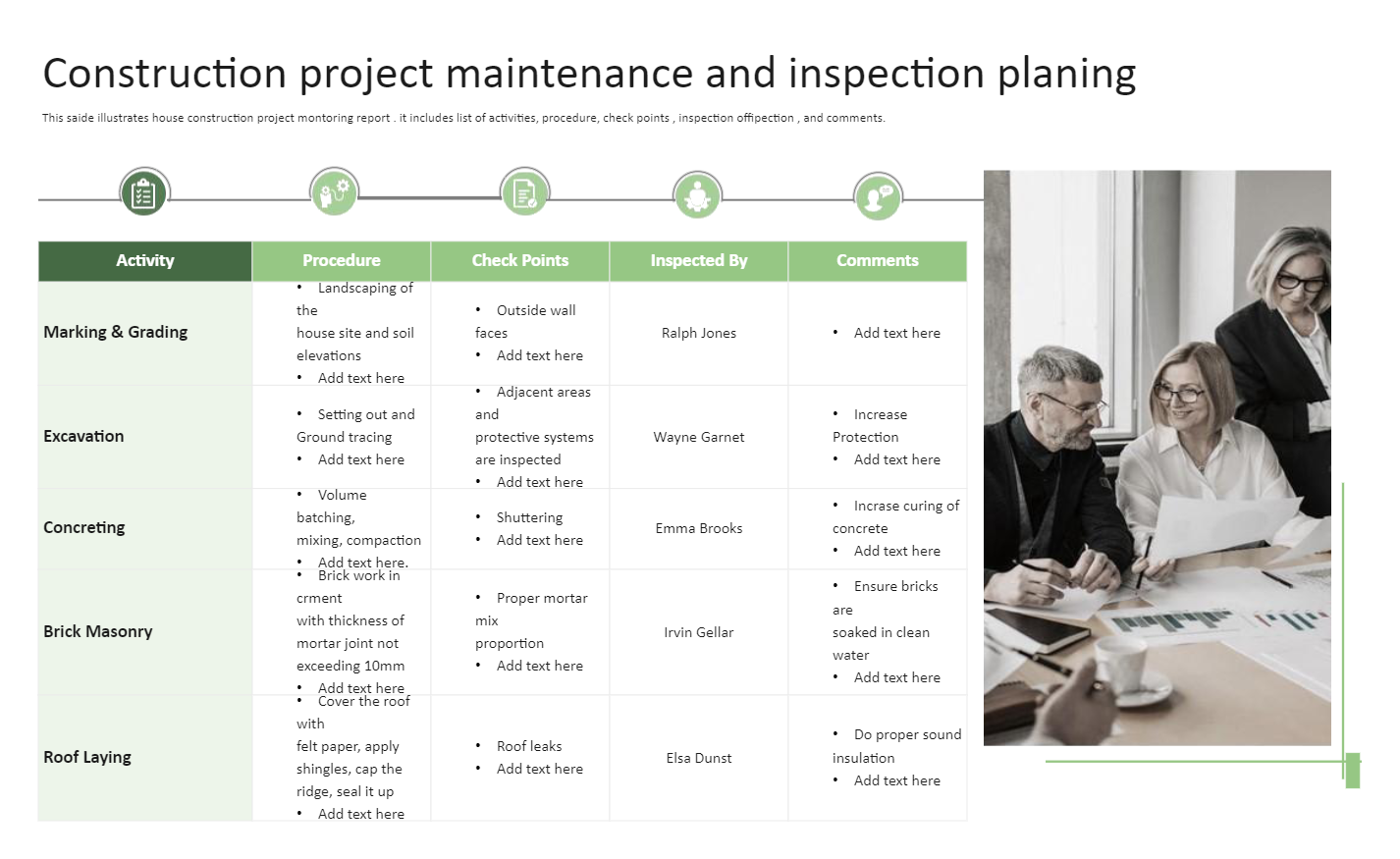 Construction Project Maintenance and Inspection Planning