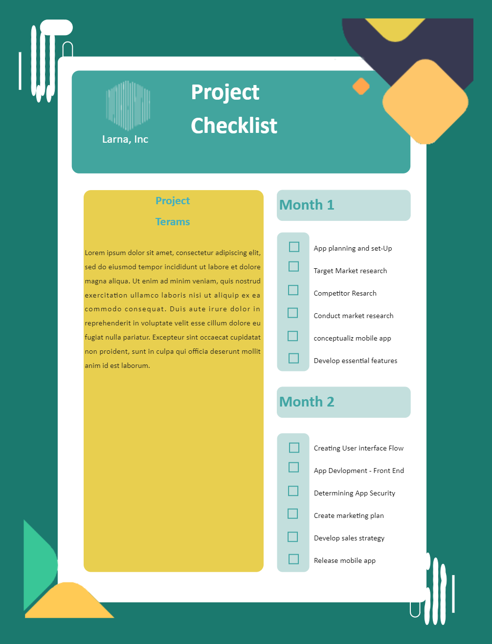Project Checklist