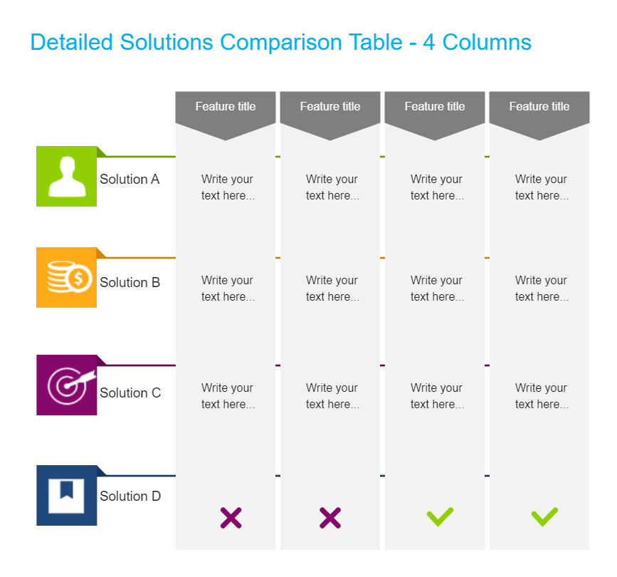 4 Column Comparison Table Template Example