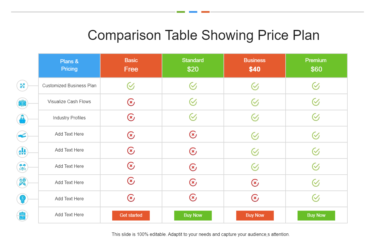 Pricing Comparison Table Example