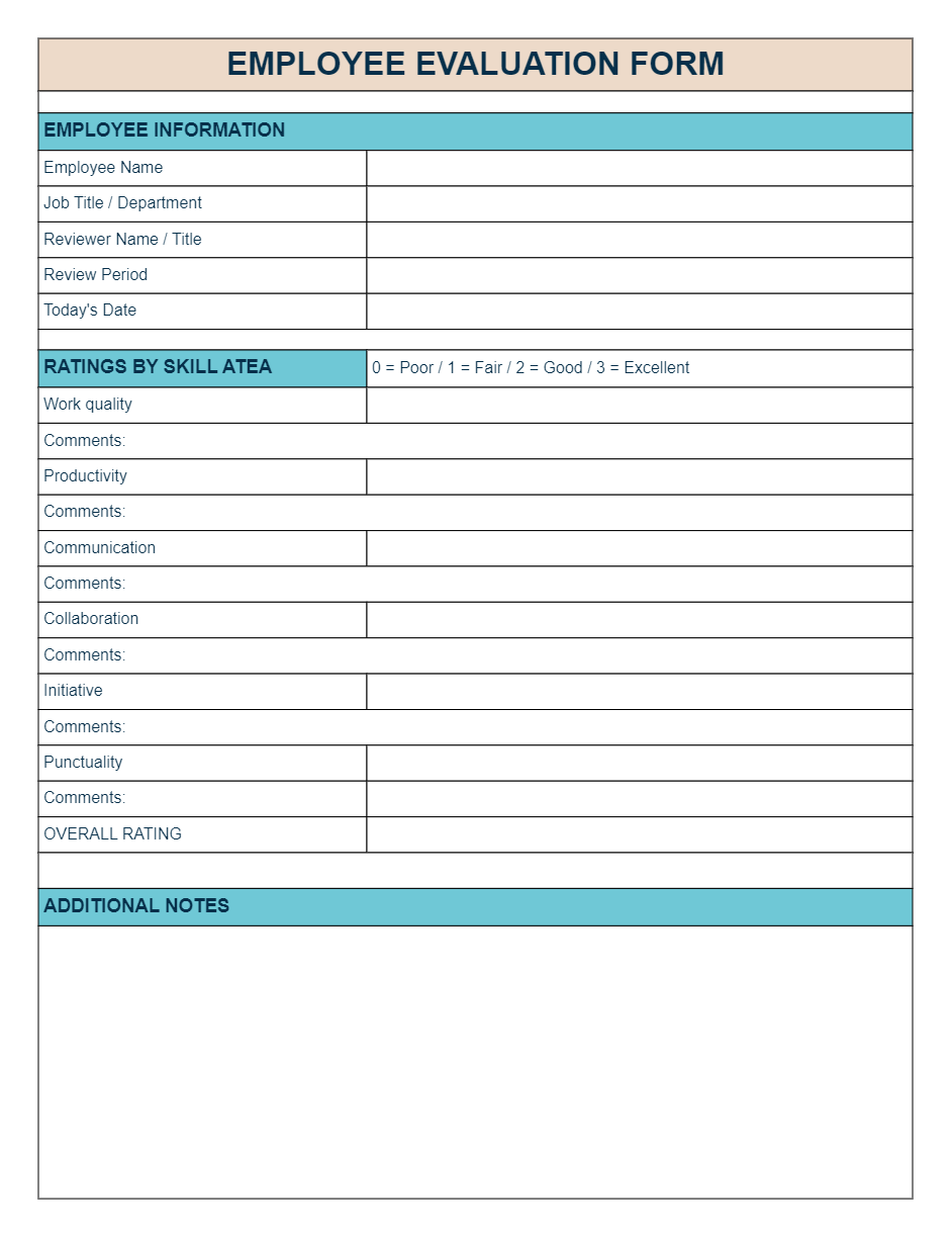Employee Evaluation Online Template