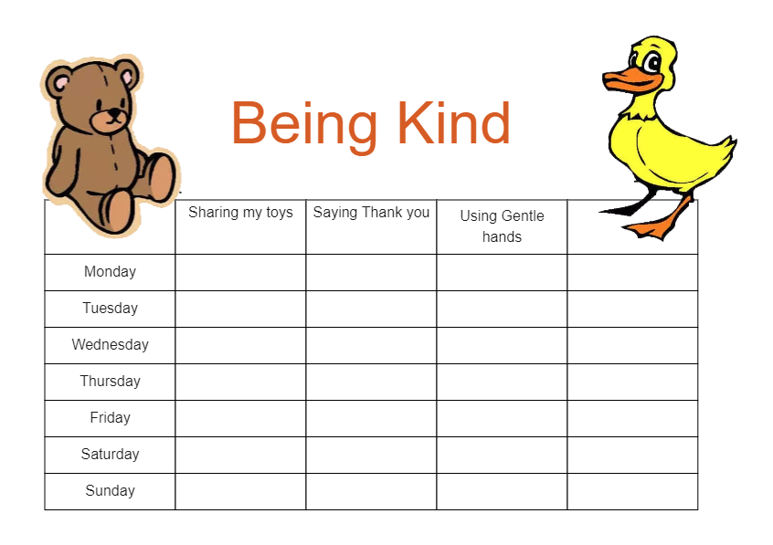 Good Behavior Charts For Toddlers