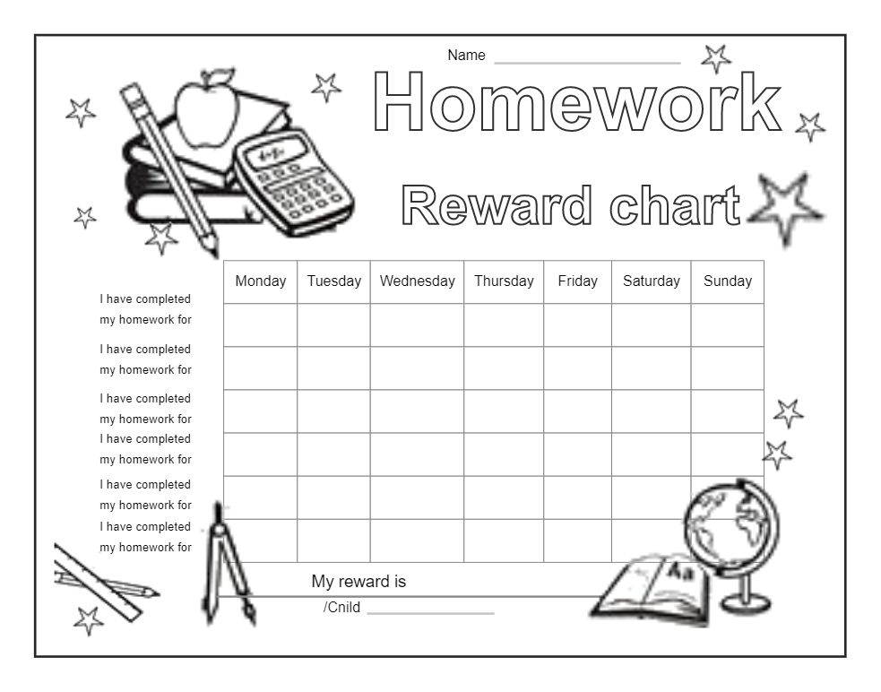 Homework Reward Charts For Kids