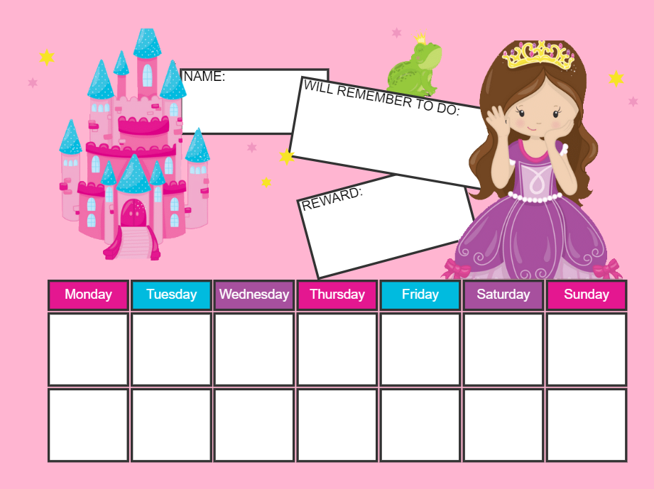 Princess Behavior Chart Template