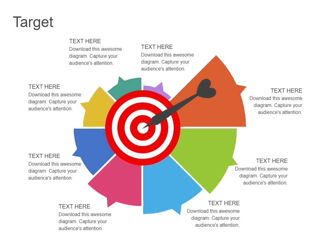 Semicircle Target Chart Flat PowerPoint Design