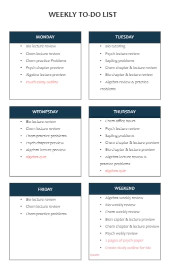 Blank Weekly To Do List Template