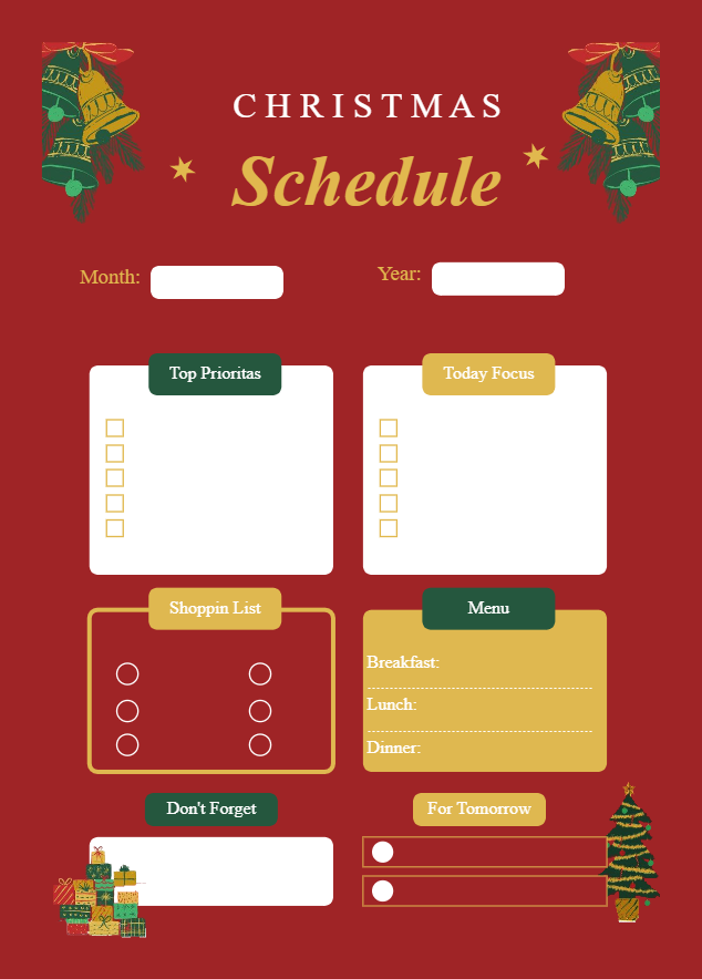 Christmas Schedule Template