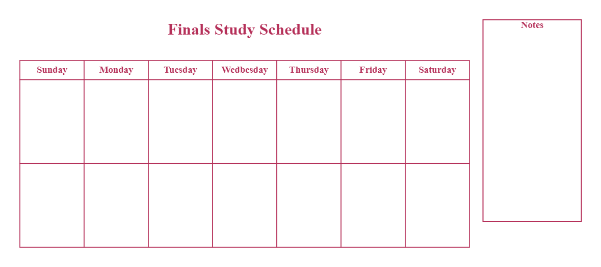 Final Exam Study Schedule