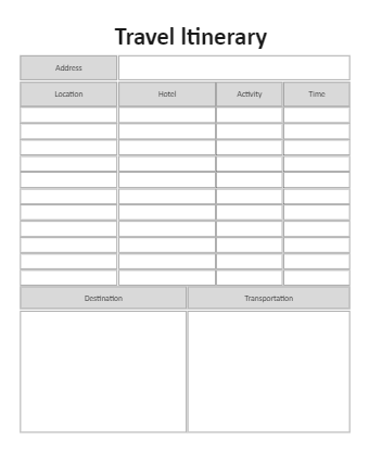 Travel Itinerary Holiday Plan Template