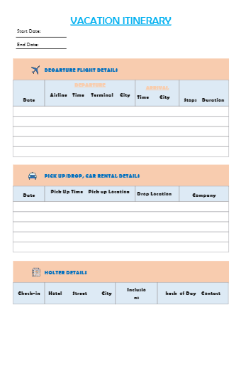 Trip Itinerary Template Designs