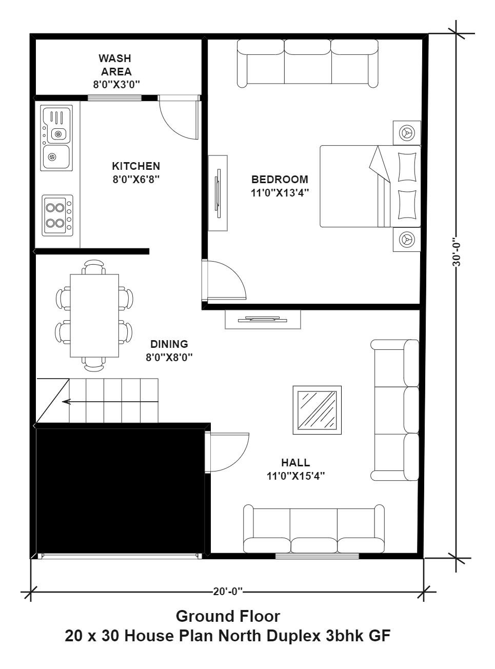 3 Bedroom House Plan Example