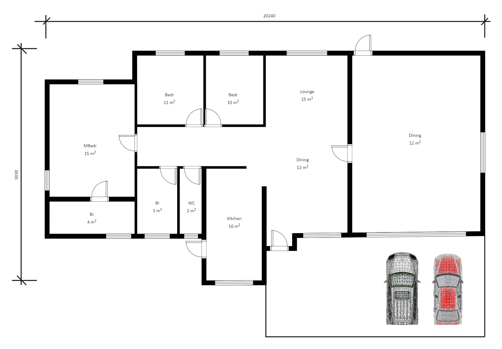 Low Budget Modern 3 Bedroom House Plan EdrawMax Template